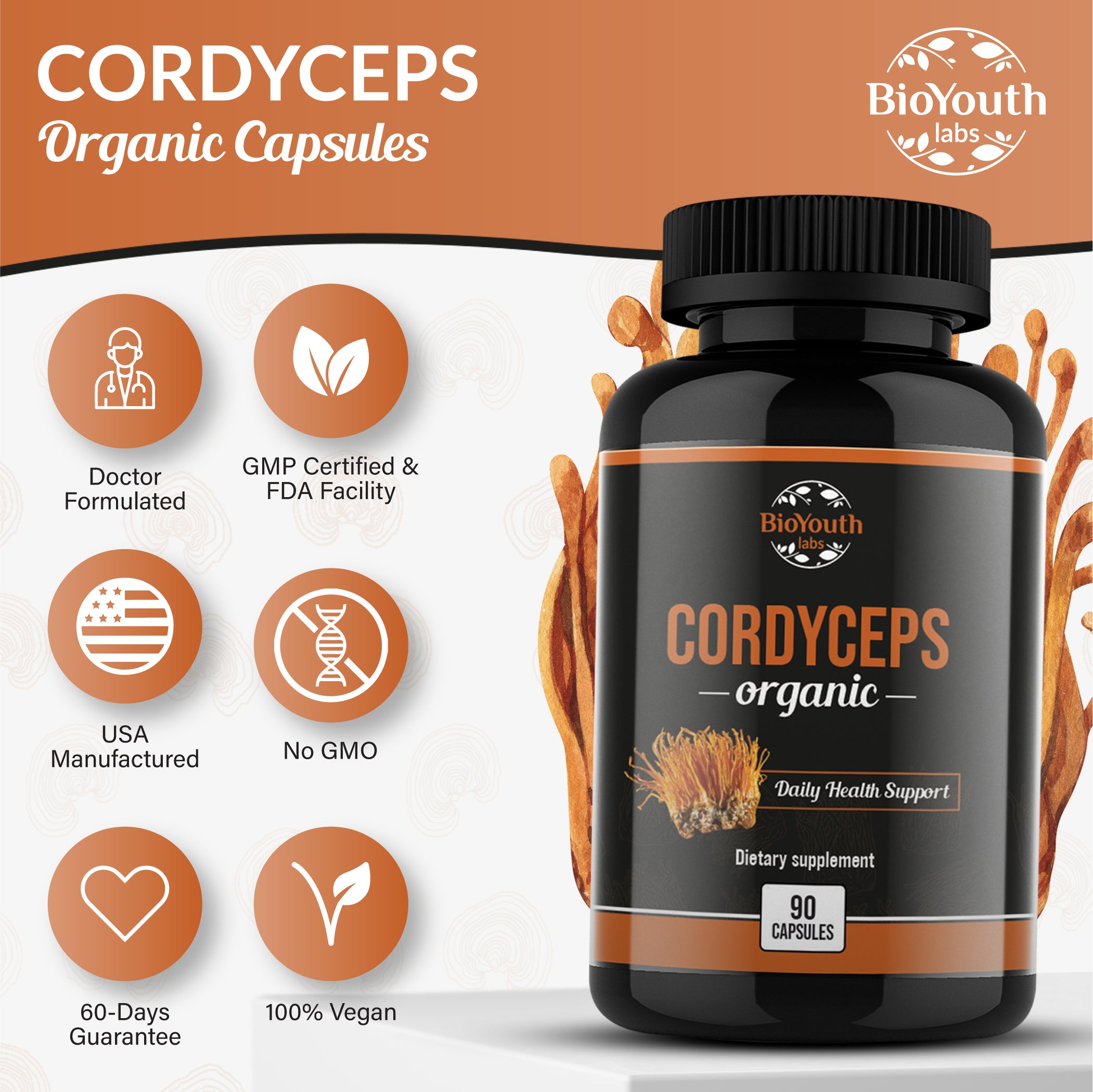 Premium Quality Organic Cordyceps Supplements BioYouth Labs